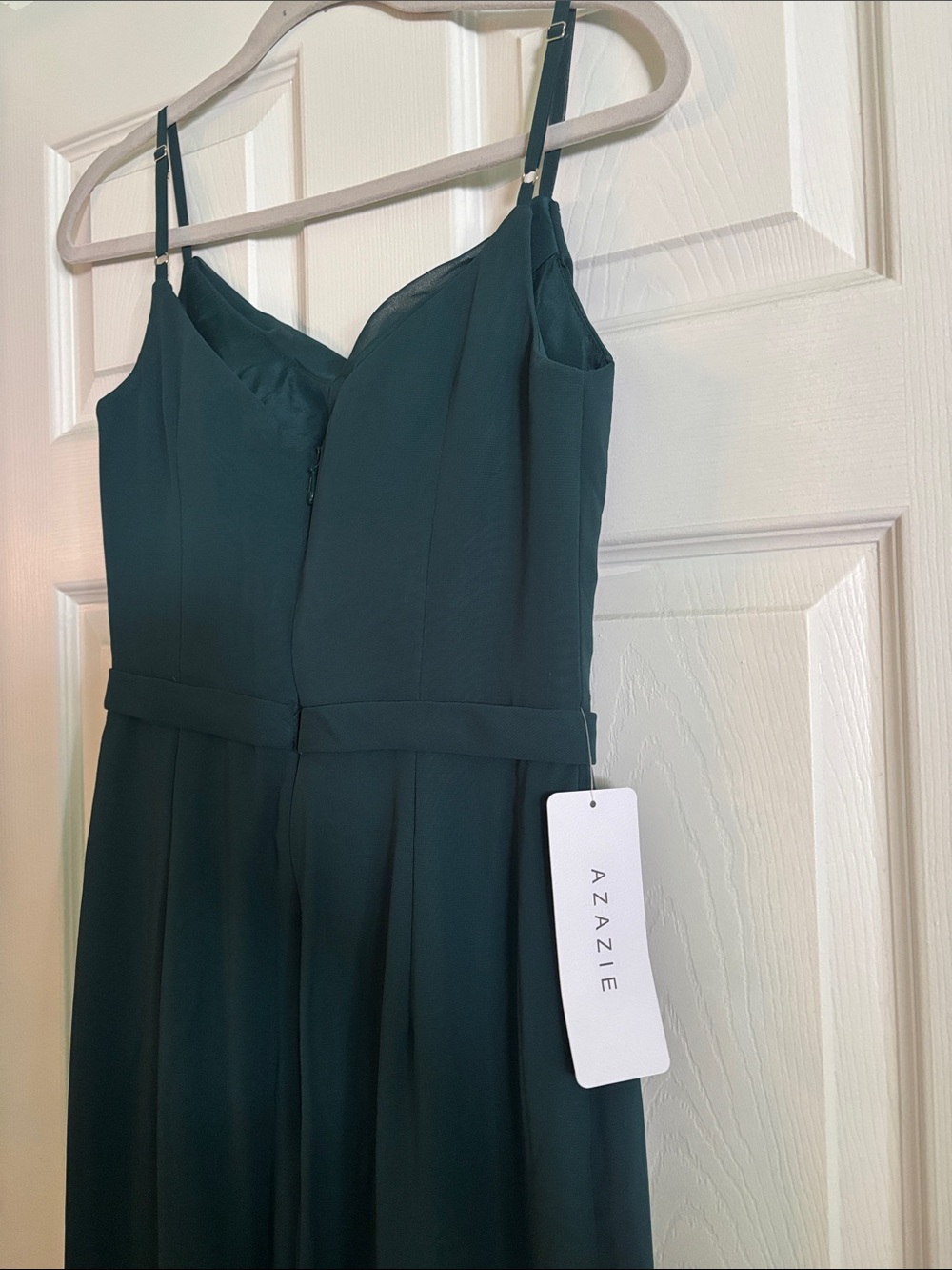 AZAZIE Bridesmaid Dress Pine / Emerald Green Cowl Neck Slip Dress - Picture 4 of 5